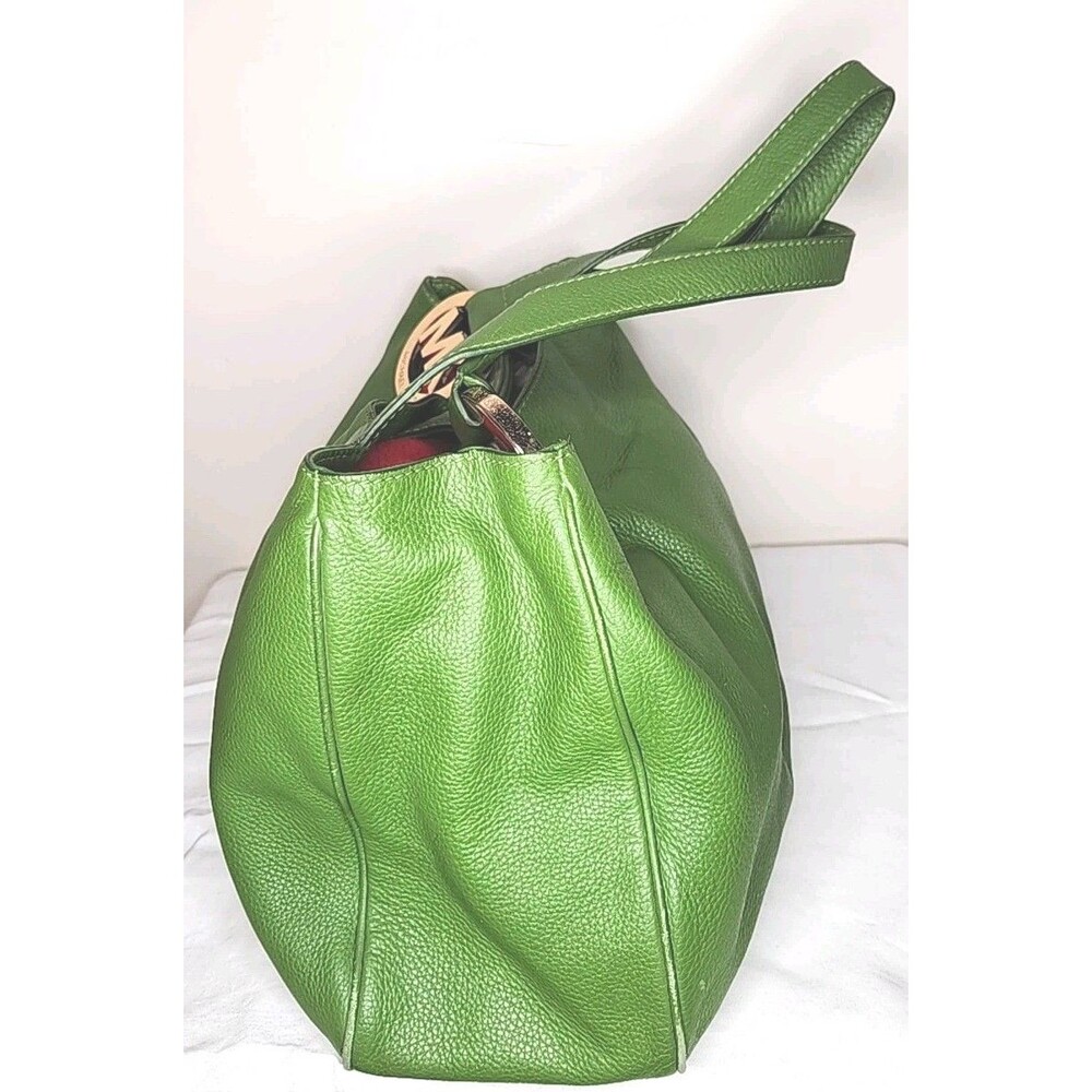 Michael Kors Fulton East West Genuine Pebbled Leather Handbag - Bright Green - Picture 5 of 8